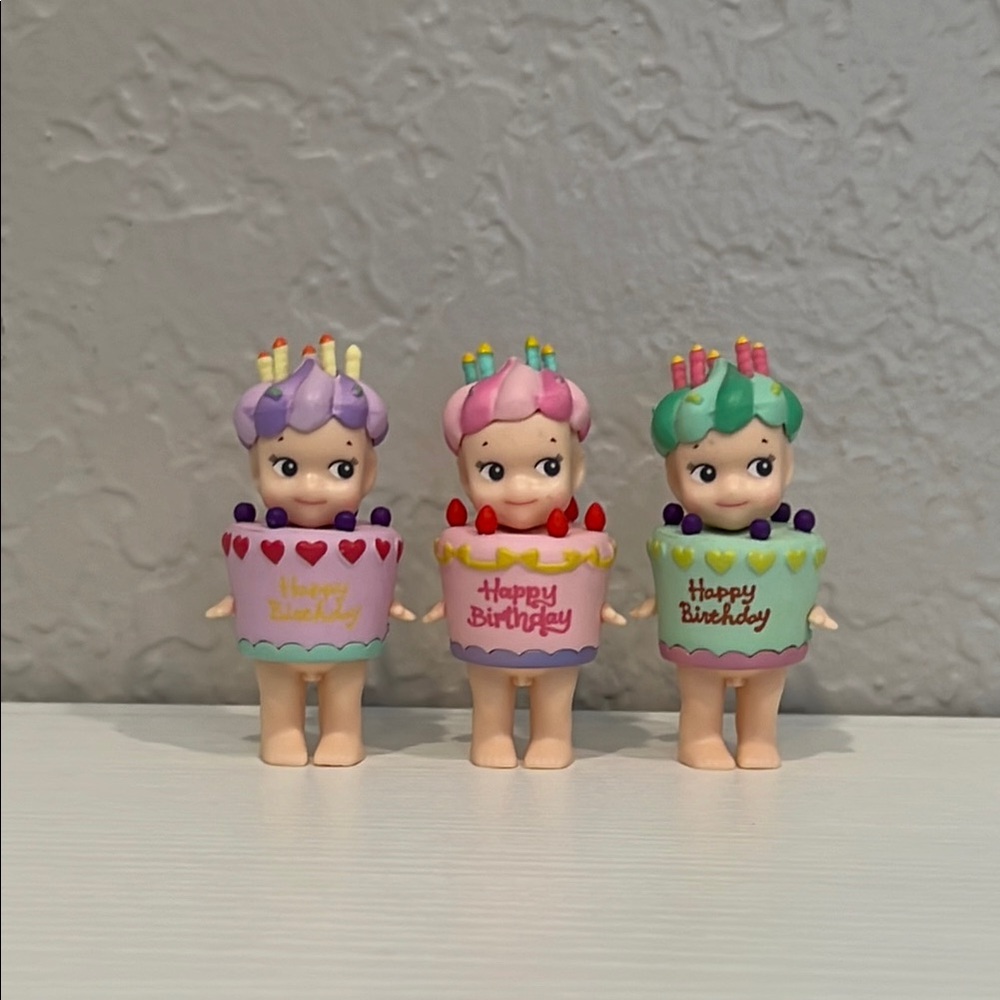 FAKE sonny angel dressed as a birthday cake set of 3